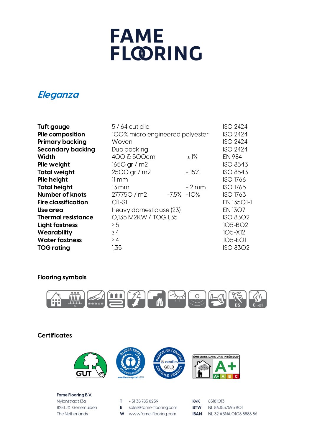 Eleganza-Technical-Information-Sheet
